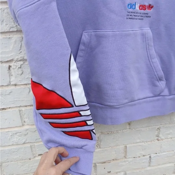 Adidas Tricolor Hoodie Lavender Trefoil Small Pullover - Picture 5 of 13